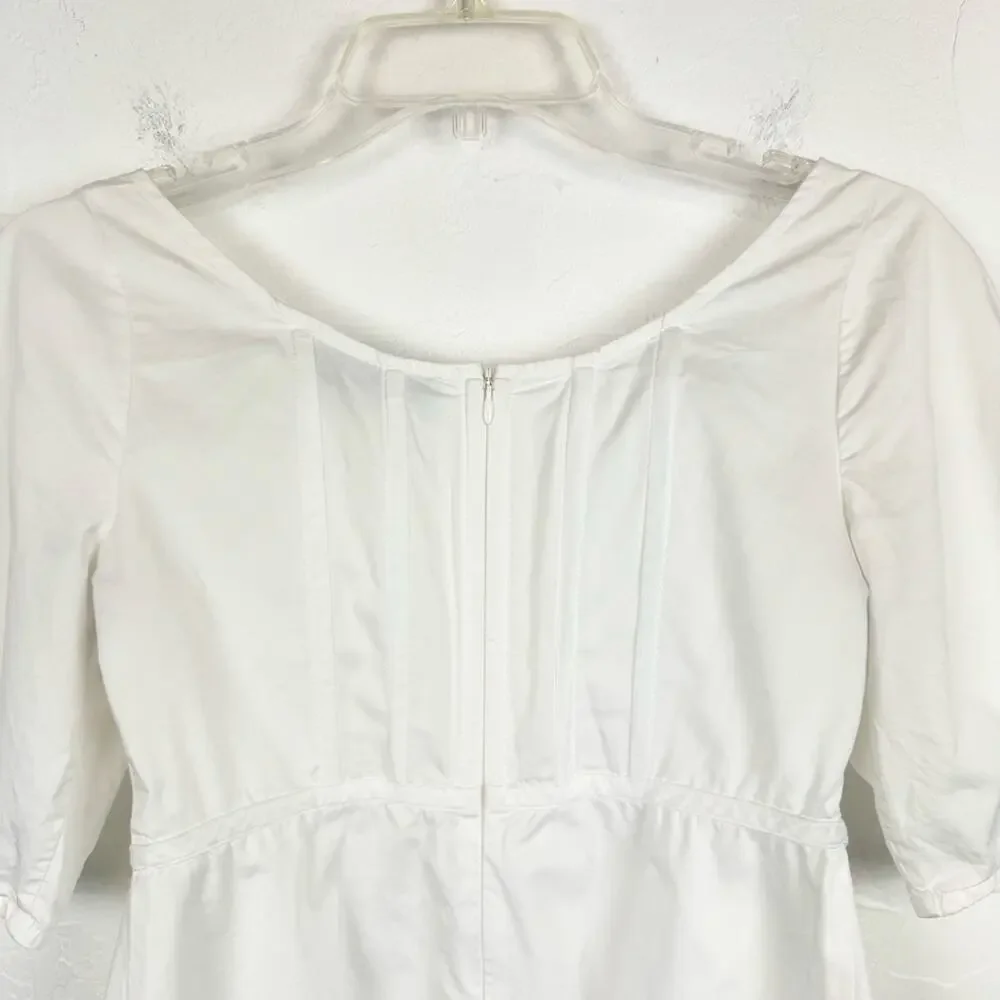 Tuckernuck White Nealy Scoop Neck Puff Sleeve Corset Peplum‎ Blouse Sz XS Preppy